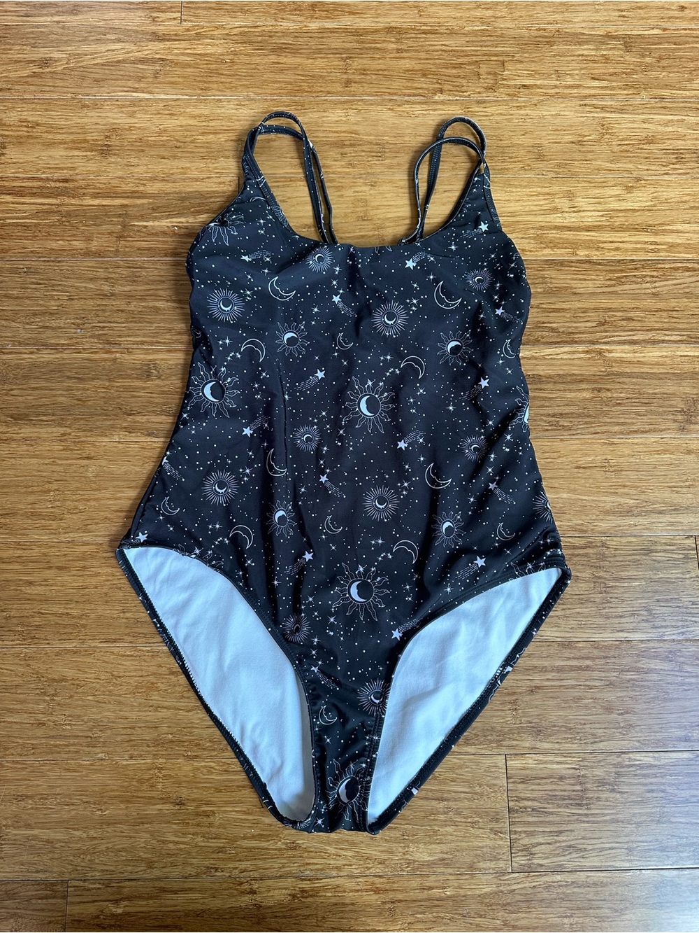 CELESTIAL MOON & STARS Women Large Rave Festival Whimsical One Piece Swimsuit